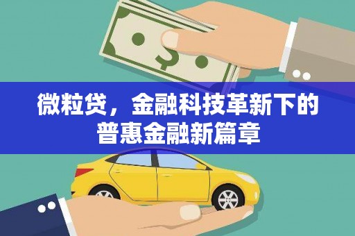阳泉微粒贷，金融科技革新下的普惠金融新篇章