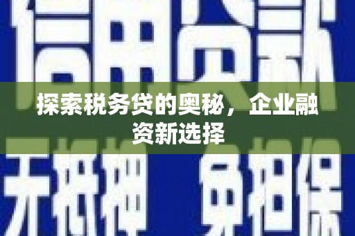 阳泉探索税务贷的奥秘，企业融资新选择