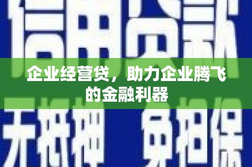 阳泉企业经营贷，助力企业腾飞的金融利器