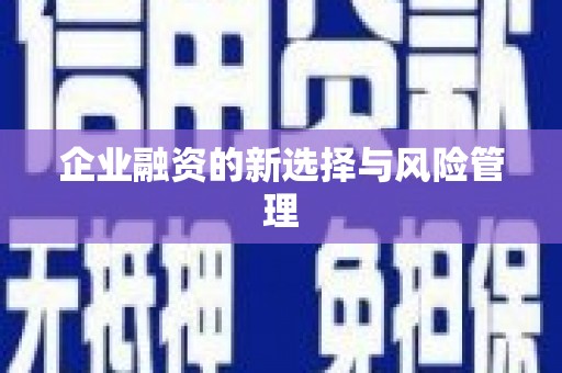 阳泉企业融资的新选择与风险管理